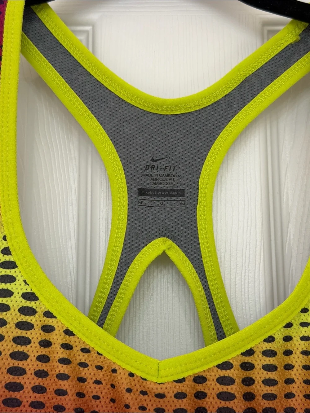 2012 Nike Racerback Dri-Fit Built-in Bra Tank in Neon Yellow & Pink Gradient